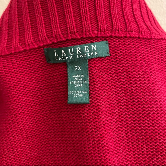 Ralph Lauren Red Knit Cardigan Sweater Size 2X - Picture 8 of 9